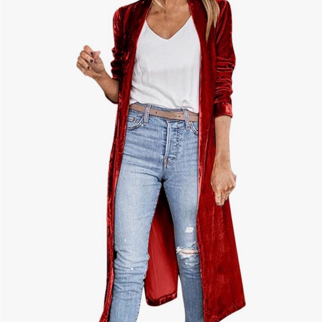 Red Velvet Longline Jacket